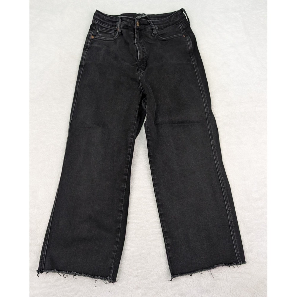 Judy Blue Jeans Sz 11/30 Black Wide Crop Jeans Raw Frayed Hem High Rise JB88710‎